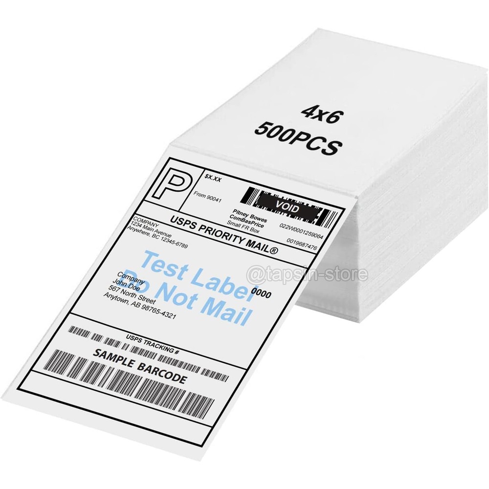 500-10000 4″x6″ Fanfold Direct Thermal Shipping Labels for Zebra & Rollo Printer