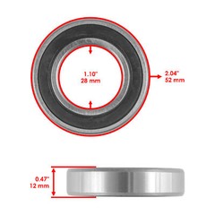 Caltric 60/28-2RD 60/28-2RS Single Row Rubber Sealed Ball Bearing 28x52x12