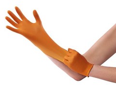 Heavy Duty Orange Nitrile Gloves Pack of 50 8 Mil Thick Multi Purpose Gloves