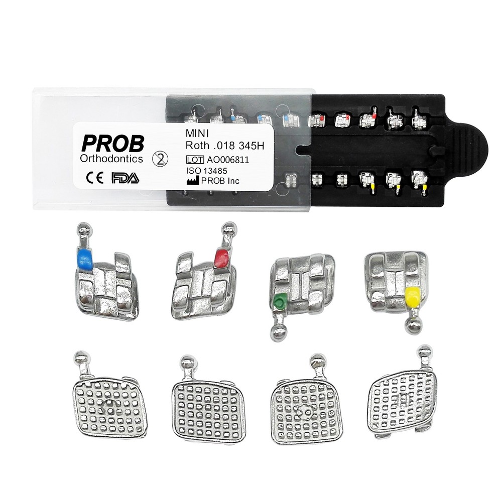 PROB Dental Orthodontic Metal Brackets Braces Mini Roth MBT 018 022 345 Hooks