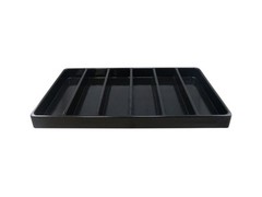 Heavy Duty Jet-Stone 2 Compartment Stackable Plastic Tray Organizer Black/White