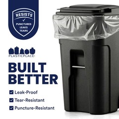 Plasticplace 95-96 Gallon Garbage Can Liners 2 Mil Clear Heavy Duty Trash Bags