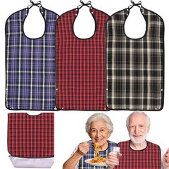 Oulisen 3 Pcs Adult Bibs For Men Women Washable, Adult, Classic Plaid