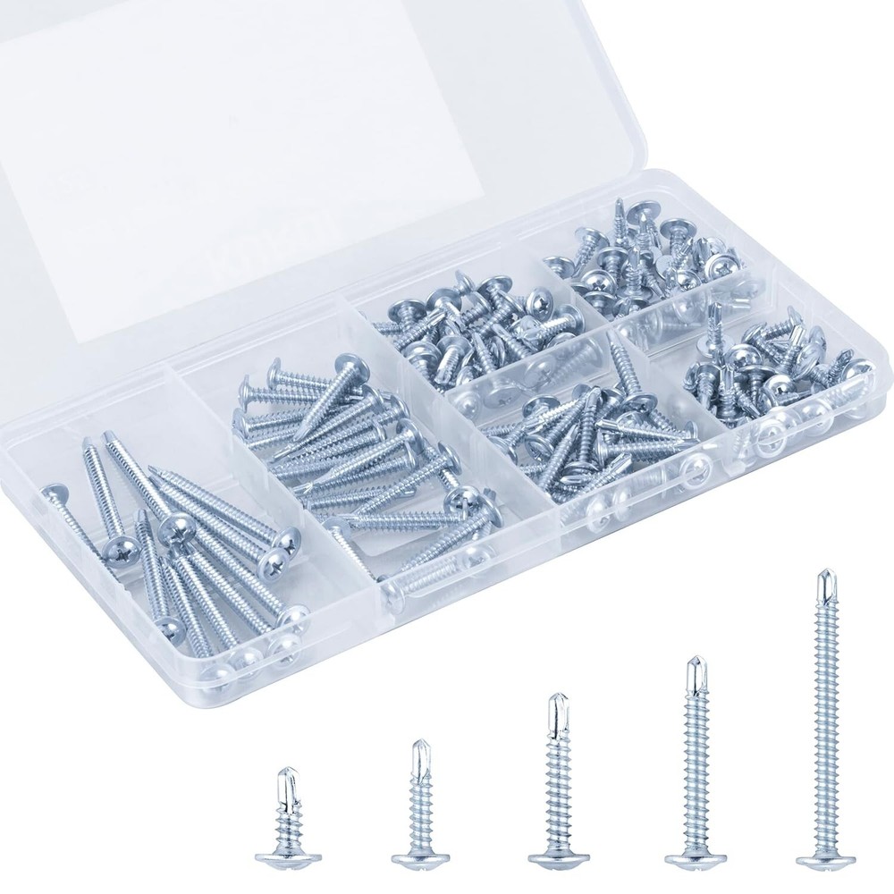 #1 Kit surtido de tornillos autorroscantes, tornillos para chapa de metal n.º 8