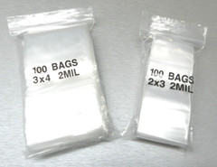 200 Bags Clear 2mil 2 Small Sizes 2″x3″ & 3″x4″ Poly Reclosable Baggies 100@