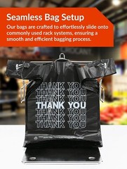 Thank You Plastic Bags, 12″ X 6″ X 22″, 1/6 barrel Black Grocery Bags