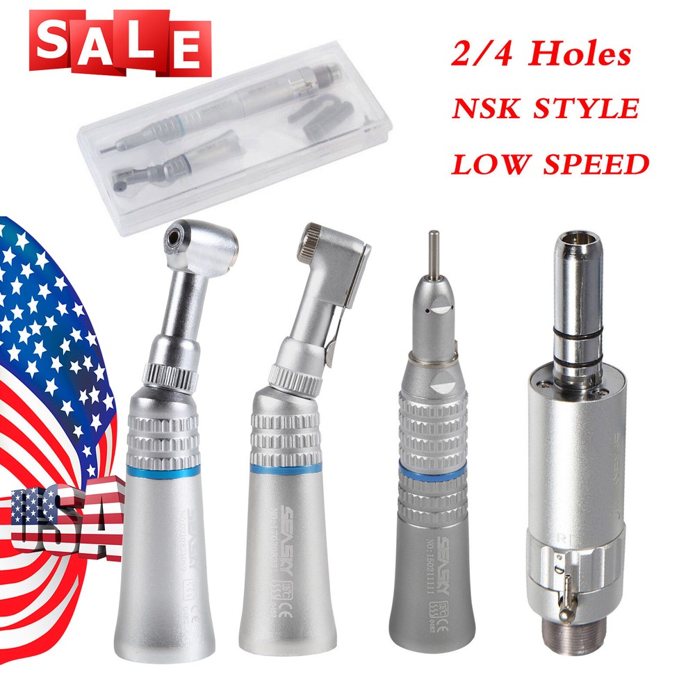 NSK Style Dental Slow Low Speed Handpiece Straight Contra Angle Air Motor Attach