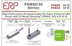 Dimmable LED Driver, PHB50W-1200-42-S, 28-42V , 600 mA, 50.4W, Constant Current