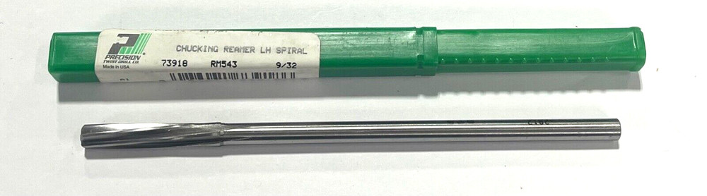 Precision Twist 9/32″ Chucking Reamer Left Hand Spiral Straight Shank USA Made