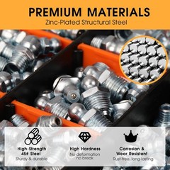 220 Pack Metric & SAE Hydraulic Lubrication Grease Zerk Fittings Assortment Set