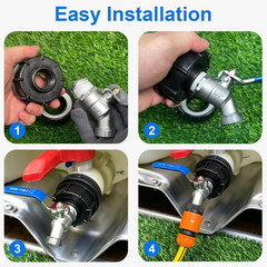 IBC Tote Hose Adapter, 3-Size IBC Tote Adapter, 2.44″ Fine、2 “Fine, and 2” Coars