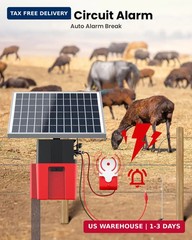 Solar-Powered Electric Fence Charger with Alarm,1.2 Joule Output, Up to 20 Miles