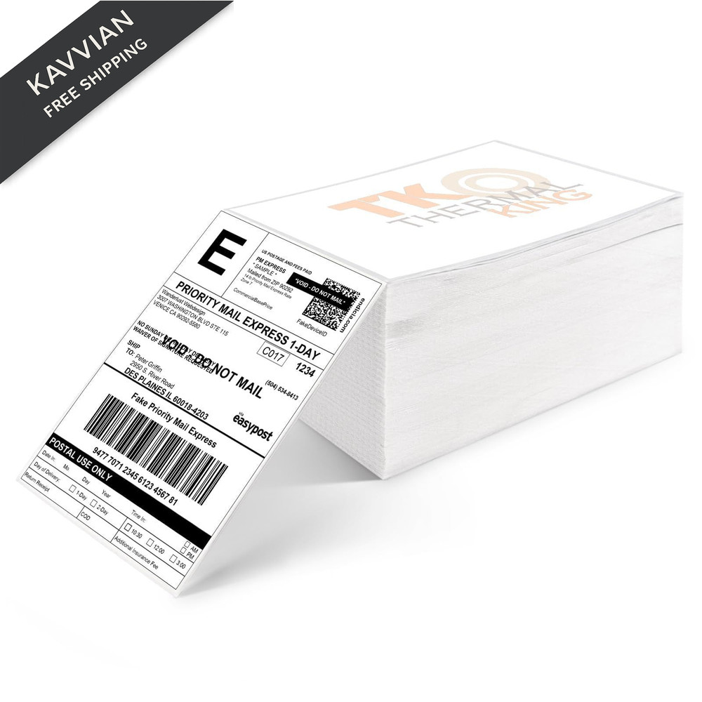 TK Thermal King, 4″ x 6″ 1 Stack Fanfold Direct 500 Labels, White