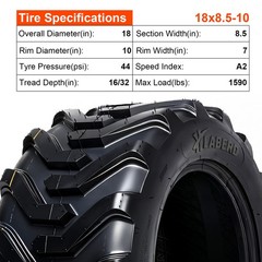Set 2 18×8.50-10 Skid Steer Tires 18×8.5×10 8 Ply SKS Industrial Loader Tubeless
