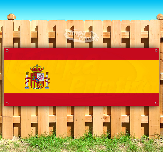SPAIN FLAG Advertising Vinyl Banner Flag Sign 15″ 18″ 20″ 30″ 48″ 52″