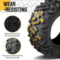 LEADZM Set of 4 ATV UTV Tires 25×8-12 Front & 25×10-12 Rear, 6PR