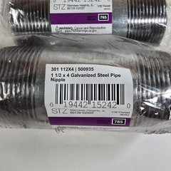 STZ 301 Galvanized Steel Pipe Nipple1-1/2″x4″ Lot Of 2