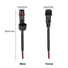 5 Pairs 2-Pin Waterproof Connector Kit 16AWG Male Female Plug for LED Wire Boat