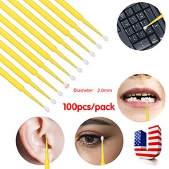 100 Micro Brushes Applicators Microbrush Dental Regular Yellow 2.0 mm