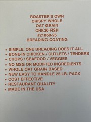 25 LB. Bx CRISPY CHICKEN BREADING WHOLE OAT GRAIN BONE-IN CUTLETS TENDERS CHOPS