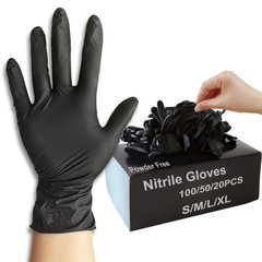100/50/20PCS Black Nitrile Gloves Thickened Black Nitrile Gloves for Cleaning Ha