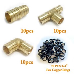 EFIELD (100 PCS) 3/4″ PEX CRIMP FITTINGS WITH COPPER RINGS LEAD FREE