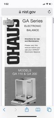 Vintage Ohaus Laboratory Lab Digital Scale, Model: GA 110 GA110