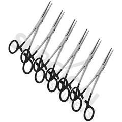 BLACK – 6 Pcs Kelly Hemostat Forceps 5.5″ Straight Surgical Dental German Grade