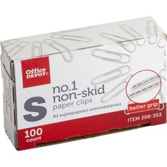 Office Depot Brand Paper Clips, No. 1 Regular, Silver, Nonskid True, Silver