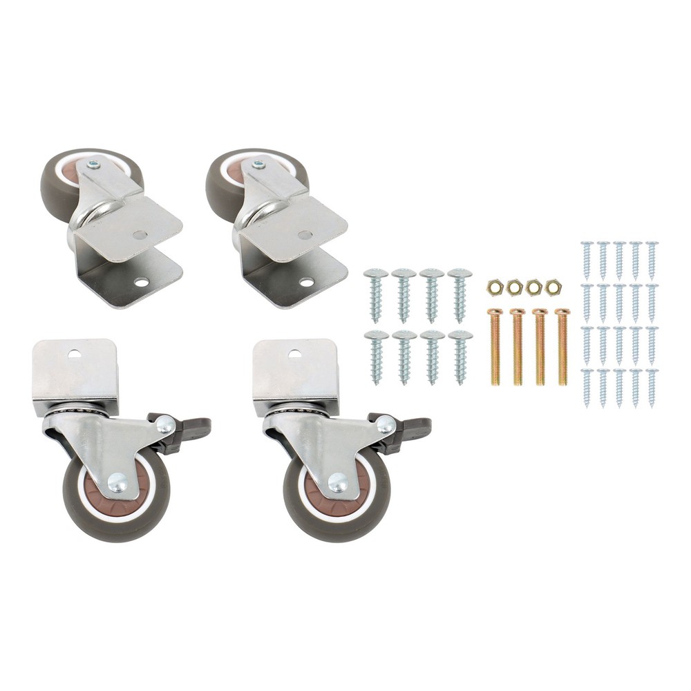 4 Set 2 Inch U-Shaped Bracket Furniture Casters 360-Degree Grey Wheels