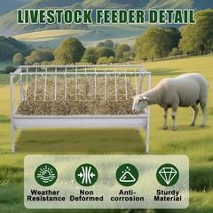 Pasture Hay Feeder 5-Feet Long 77 Gallon Livestock Feeder For Farms Sheep Sheds