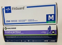 Medline Fitguard & Halyard Nitrile Exam Gloves SIZE M, 2 Boxes 350 Ct Pwder Free