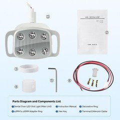 9W Dental 6 LED Lamp Oral Light Ra90 Lamp For Unit Chair 22MM / 26MM