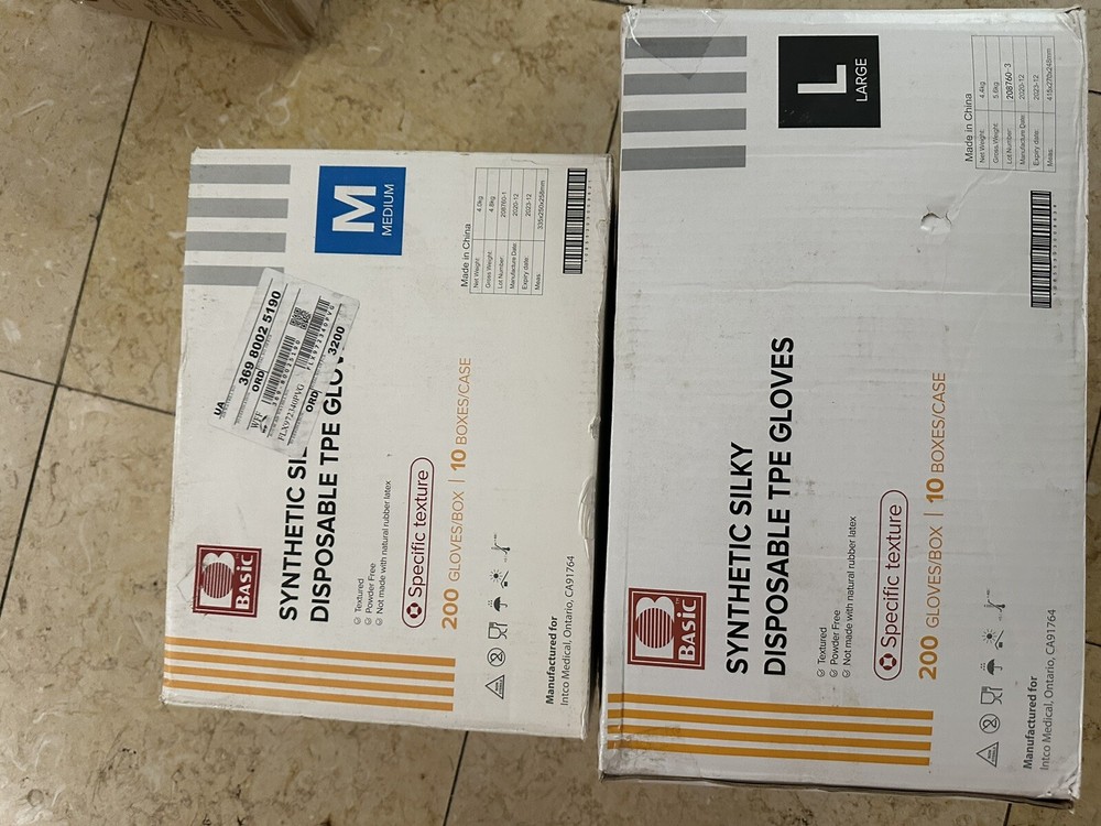 Synthetic Silky Disposable TPE Gloves. Sizes Medium, Large 41 large 43 Medium