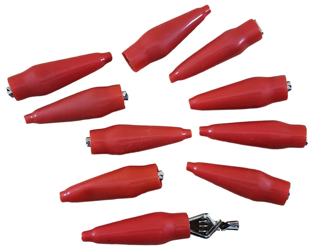 Lot of 10 Velleman CM16R Alligator Battery Clip 10A Red Insulated Connector