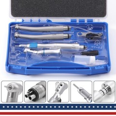 Dental High & Low Speed Handpiece Air Turbine kit Push Button Air Motor 4 Holes