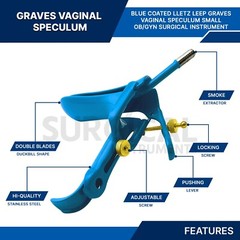 LLETZ LEEP Graves Vaginal Speculum Gynecology Surgical Blue Coated Small German