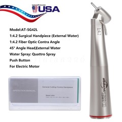 10 PCS Dental 1:4.2 LED 45°Angle Head Contra Angle Handpiece External Water