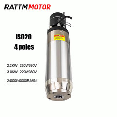 2.2KW/3KW ISO20 ATC Spindle Water Cooled Automatic Tool Change 24000rpm 40000rpm