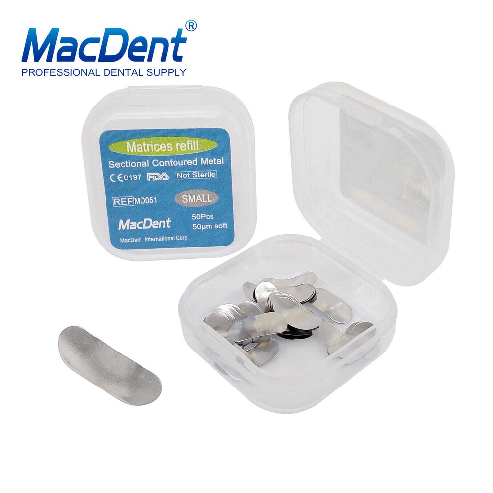 Dental Sectional Matrix System Contoured Metal Matrices Refill Matrix Bands 50x