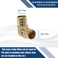 50 PIECES 3/4″ X 3/4″ PEX ELBOW – BRASS CRIMP FITTINGS (LEAD-FREE)
