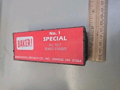 Lot Of 6 Baker No. 1 SPECIAL All Felt Sewed Chalkboard Erasers 5” Long – New!