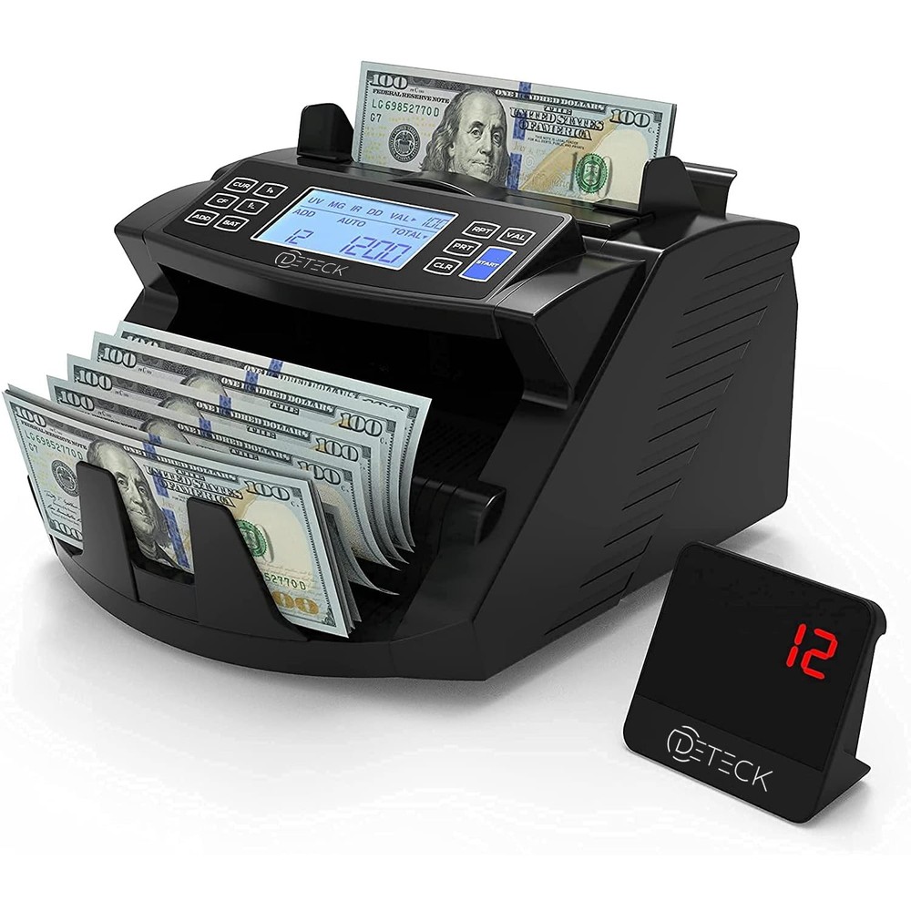 DETECK DT200 Money Counter Machine with Value Count – Large 4” LCD Display Ca…