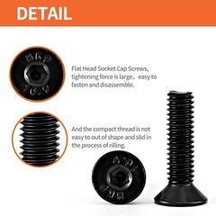 M4-0.7 x 12mm Flat Head Hex Socket Cap Screws Countersunk Bolts, 10.9 Grade A…