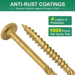 FMhotu 4-1/2 Inch Heavy-Duty Outdoor Deck Screws, 50Pcs Star Inch, Tan