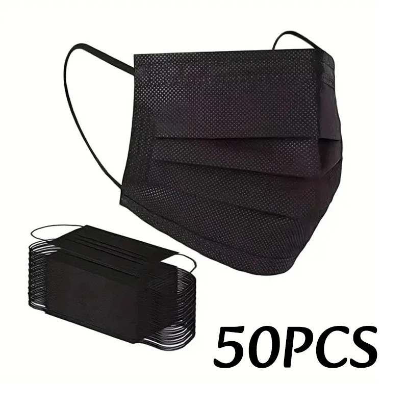 Face Masks 50Pc Disposable 3-Layer Breathable Anti-Dust Protective Masks Daily