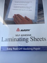 Avery Self Adhesive Laminating Sheets 50 Pack Brand New Sealed Clear