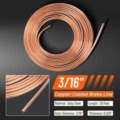 25Ft 3/16″ Copper-Coated Brake Line Repair Kit W/ 16 Fittings, 2 Union and 4 Nut