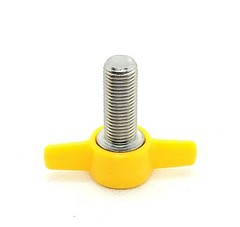 3/8″-24 Thumb Screw Bolts Fine Thread Yellow Butterfly Tee Wing Clamping Knob SS