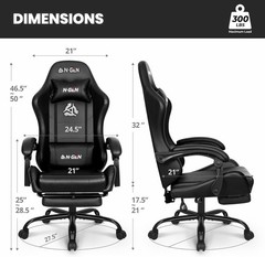 Video Gaming Chair with Footrest Lumbar Support for Home Office High Back Rec…